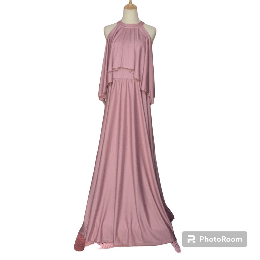 Koh Koh Dusty Rose Sleeveless Halter Maxi Dress - Picture 2 of 16